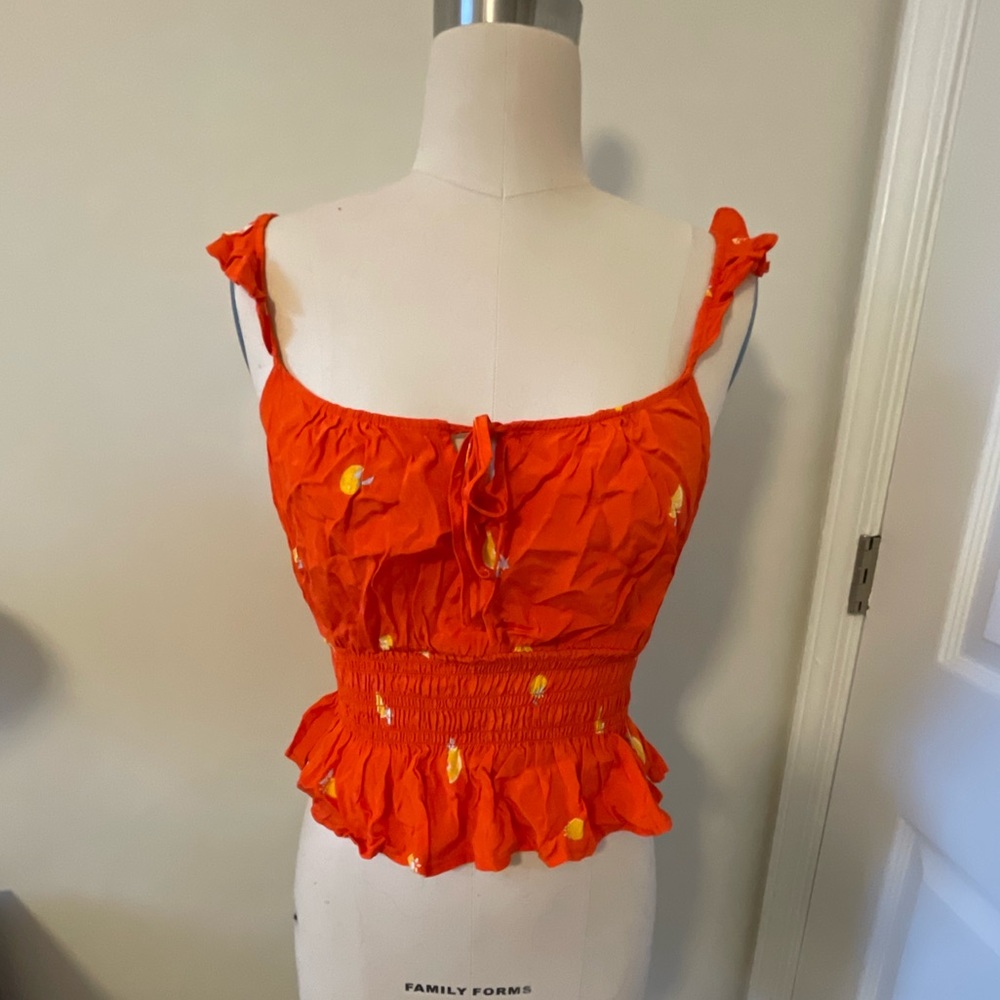 ASTR smocked peplum top with ruffled straps